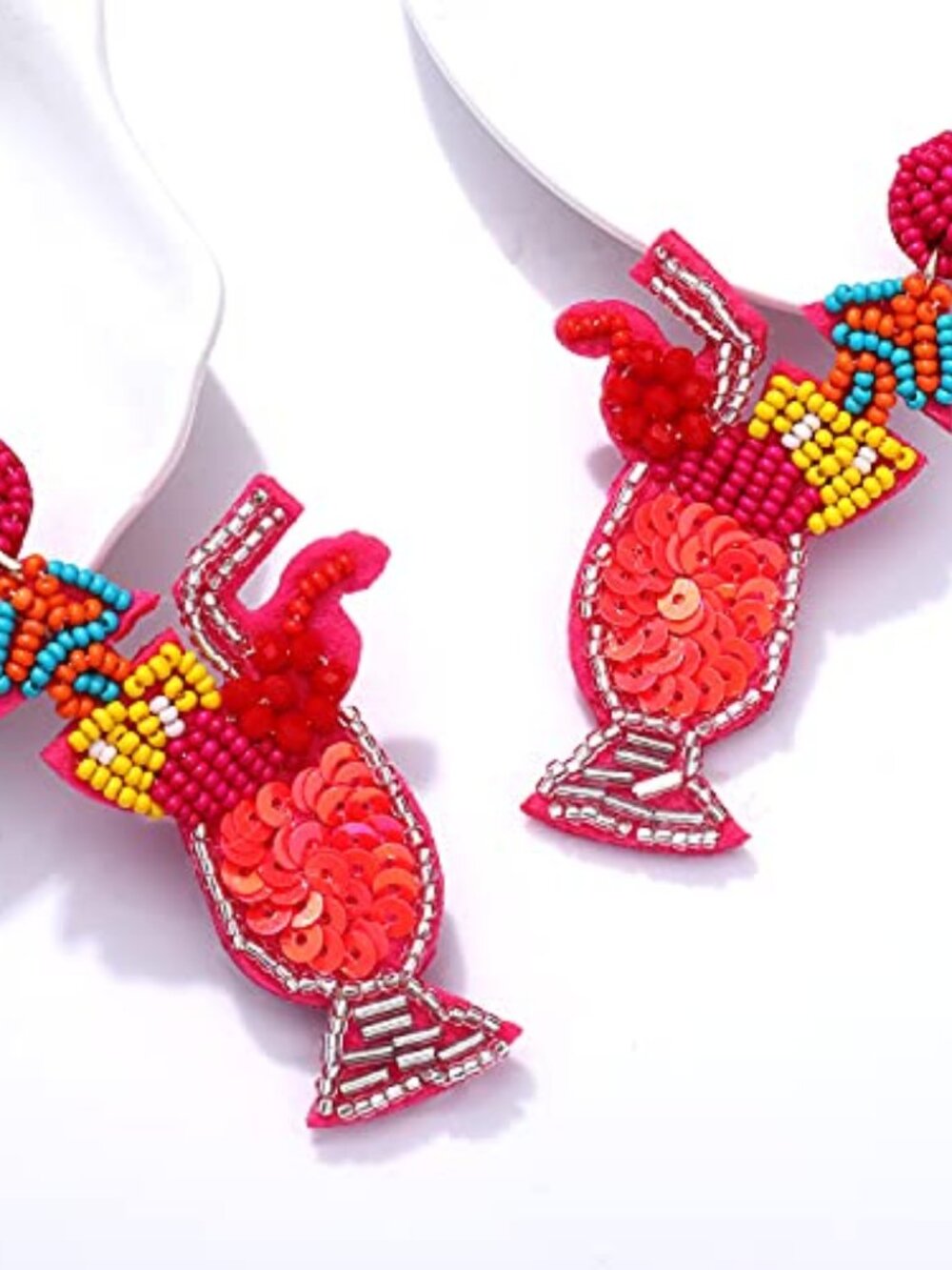 Beaded Cocktail‎ Drink Earrings-Statement Beaded Drop Earrings